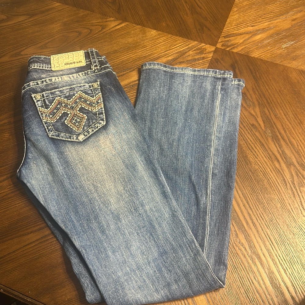 Very rare Grace in L.A. jeans! Red,White & Blue colored classic pattern.